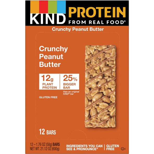 KIND Crunchy Peanut Butter Protein Bars - Trans Fat Free, Low Sodium, Gluten-free, Individually Wrapped - Crunchy Peanut Butter - 1.76 oz - 12 / Box