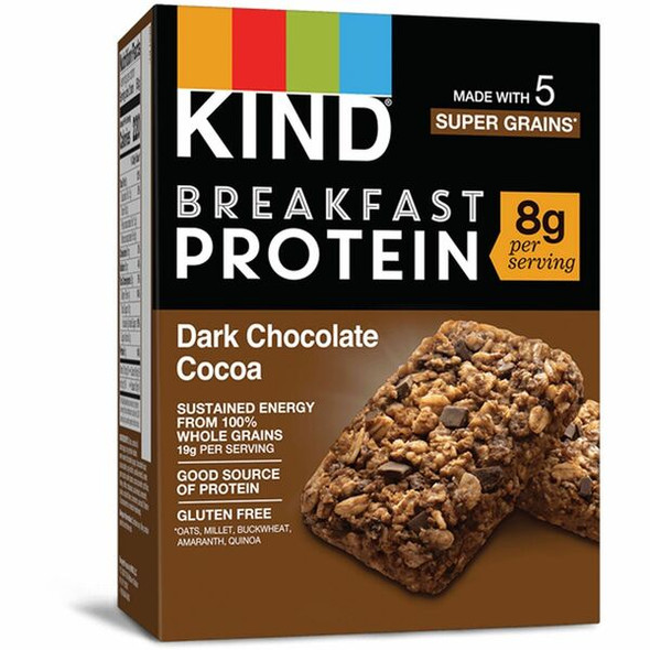 KIND Breakfast Protein Bars - Gluten-free, Dairy-free, Low Sodium, Trans Fat Free, Peanut-free - Dark Chocolate Cocoa - 1.76 oz - 6 / Box