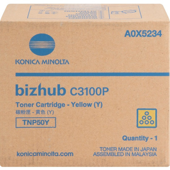 Konica Minolta TNP50Y Original Laser Toner Cartridge - Yellow - 1 Each - 6000 Pages
