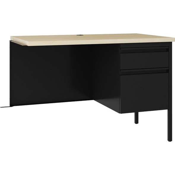 Lorell Fortress Steel Right-pedestal Return Desk - 42" x 29.5"24" , 0.8" Modesty Panel, 1.1" Top - Single Pedestal on Right Side - Square Edge - Material: Steel - Finish: Black