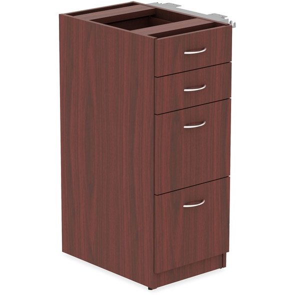 Lorell Relevance Series Mahogany Laminate Office Furniture Storage Cabinet - 4-Drawer - 15.5" x 23.6"40.4" - 4 x File, Box Drawer(s) - Finish: Mahogany, Laminate