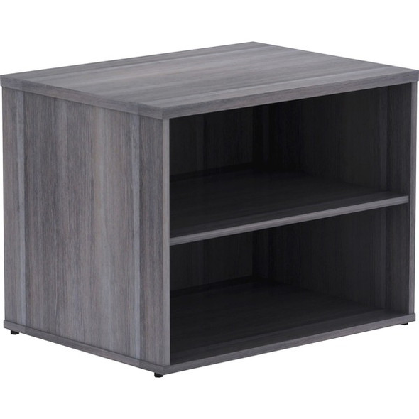 Lorell Relevance Series Charcoal Laminate Office Furniture Credenza - 29.5" x 22"23.1" - 2 Shelve(s) - Finish: Weathered Charcoal, Laminate