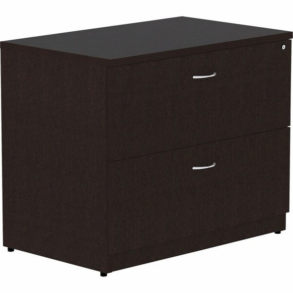 Lorell Essentials Espresso Laminate Lateral File - 2-Drawer - 1" Top, 0.1" Edge, 36" x 22"29.5" Lateral File - 2 x File Drawer(s) - Material: Laminate - Finish: Espresso