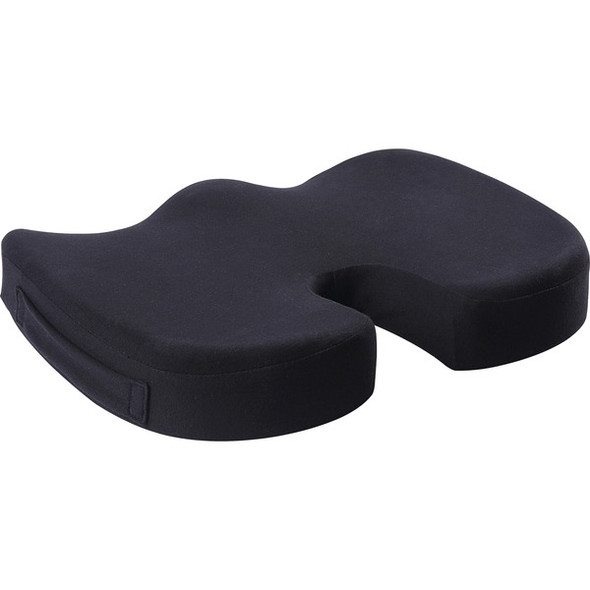 Lorell Butterfly-Shaped Seat Cushion - 17.50" x 15.50" - Fabric, Memory Foam, Silicone - Butterfly - Comfortable, Ergonomic Design, Durable, Machine Washable, Zippered, Anti-slip - Black - 1Each