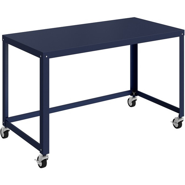 Lorell Mobile Desk - For - Table TopRectangle Top - 48" Table Top Length x 24" Table Top Width - 30" Height - Assembly Required - Navy - Steel - 1 Each