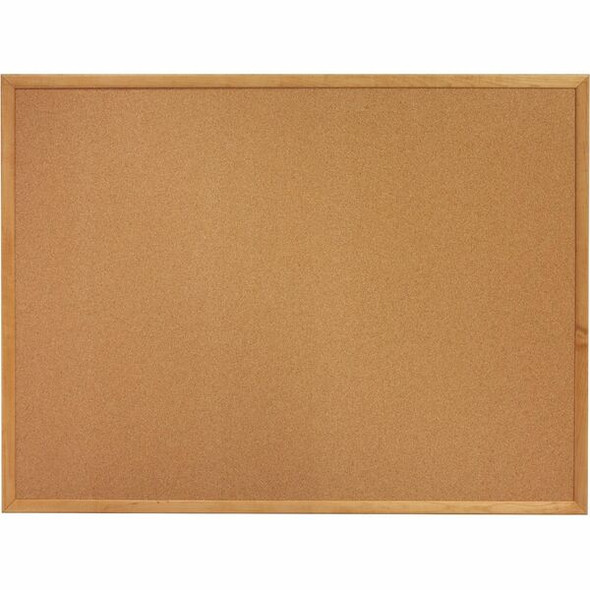 Lorell Oak Wood Frame Cork Board - 36" Height x 48" Width - Cork Surface - Long Lasting, Warp Resistant - Brown Oak Frame - 1 Each