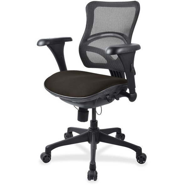 Lorell Mid-back Fabric Seat Chair - Pepper Fabric Seat - Black Plastic Frame - 5-star Base - 1 Each