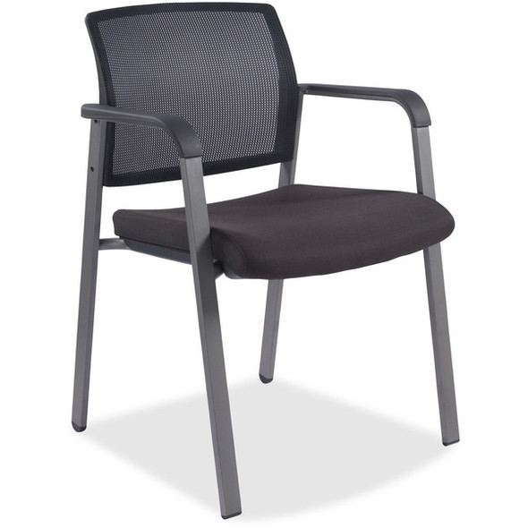 Lorell Guest Chair - Black Fabric Seat - Black Mesh Back - 1 Each