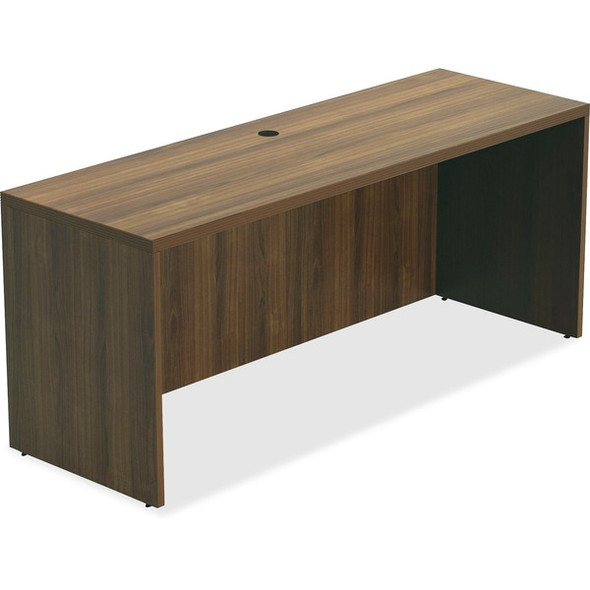 Lorell Chateau Series Walnut Laminate Desking Credenza - 59" x 23.6"30" Credenza, 1.5" Top - Reeded Edge - Material: P2 Particleboard - Finish: Walnut, Laminate - For Office