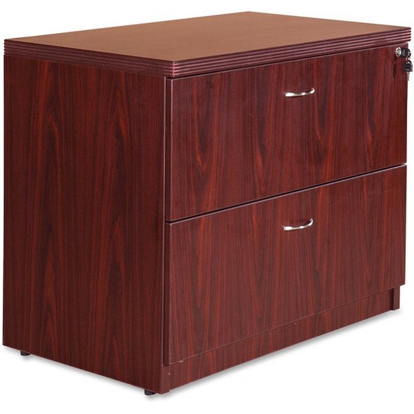 Lorell Chateau Series Mahogany Laminate Desking - 2-Drawer - 36" x 22"30" Lateral File, 1.5" Top - 2 Drawer(s) - Reeded Edge - Material: Laminate - Finish: Mahogany - For Office, File, Supplies