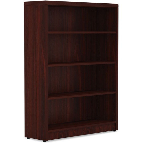 Lorell Chateau Bookshelf - 1.5" Top, 36" x 11.6"48.5" Bookshelf - 4 Shelve(s) - Reeded Edge - Material: P2 Particleboard - Finish: Mahogany - For Office, Book