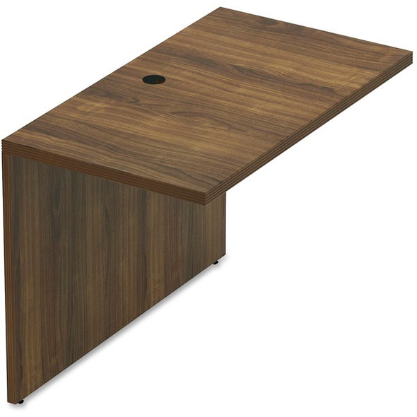 Lorell Chateau Series Walnut Laminate Desking - 41.4" x 23.6"30" Bridge, 1.5" Top - Reeded Edge - Material: P2 Particleboard - Finish: Walnut, Laminate - For Office