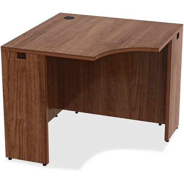 Lorell Essentials Series Walnut Laminate Corner Desk - 36" x 36"29.5" , 0.1" Edge - Material: Metal - Finish: Walnut, Laminate