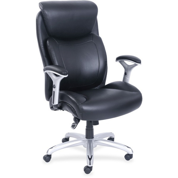 Lorell Big & Tall Chair with Flexible Air Technology - Black Bonded Leather Seat - Black Bonded Leather Back - 5-star Base - Armrest - 1 Each