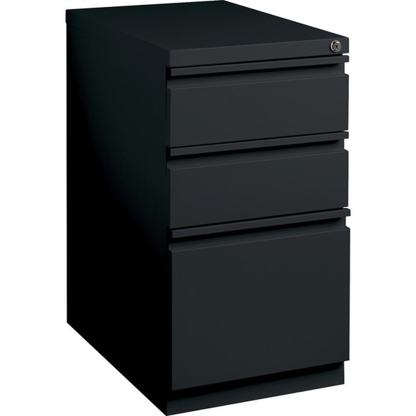 Lorell Mobile File Pedestal - 15" x 22.9" x 27.8" - Letter - Vertical - Security Lock, Recessed Handle, Ball-bearing Suspension - Black - Steel - Recycled