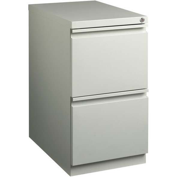 Lorell Mobile File Pedestal - 2-Drawer - 15" x 22.9" x 27.8" - 2 x Drawer(s) for File - Letter - Vertical - Ball-bearing Suspension, Security Lock, Recessed Handle - Light Gray - Steel - Recycled