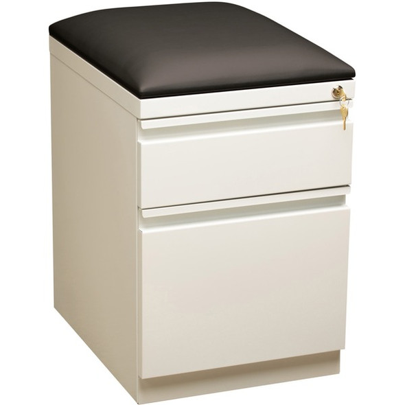 Lorell Mobile Pedestal File with Seating - 2-Drawer - 15" x 19.9" x 23.8" - 2 x Drawer(s) for File, Box - Letter - 305.50 lb Load Capacity - Ball-bearing Suspension, Drawer Extension - White - Steel - Recycled