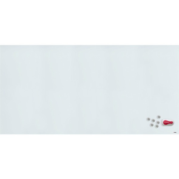 Lorell Magnetic Glass Dry-Erase Board - 96" (8 ft) Width x 48" (4 ft) Height - White Glass Surface - Rectangle - Magnetic - 1 Each