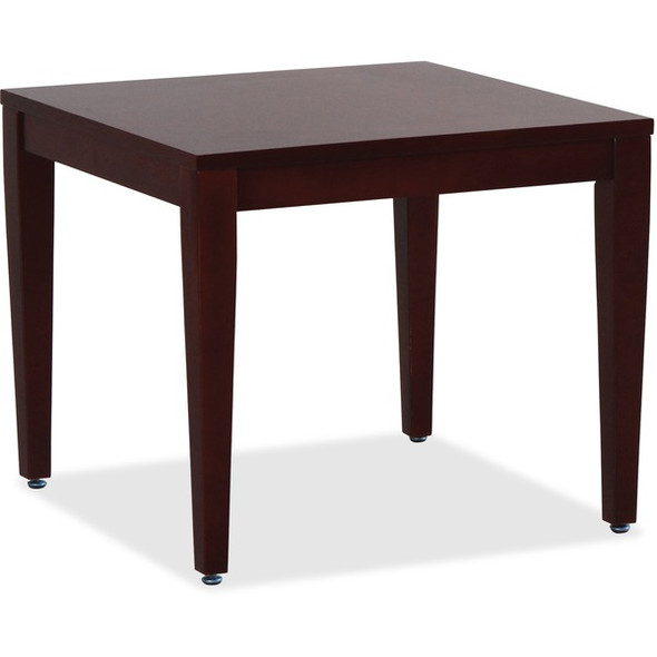 Lorell Mahogany Finish Solid Wood Corner Table - For - Table TopSquare Top - Four Leg Base - 4 Legs - 23.60" Table Top Length x 23.60" Table Top Width - 20" Height x 23.63" Width x 23.63" Depth - Assembly Required - 1 Each