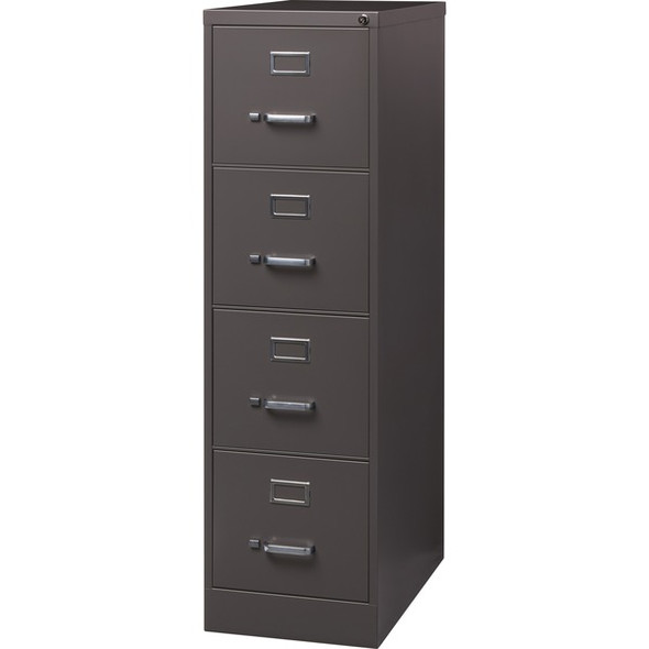 Lorell Fortress Series 26.5'' Letter-size Vertical Files - 4-Drawer - 15" x 26.5" x 52" - 4 x Drawer(s) for File - Letter - Vertical - Label Holder, Drawer Extension, Ball-bearing Suspension, Heavy Duty, Security Lock - Medium Tone - Steel - Recycled