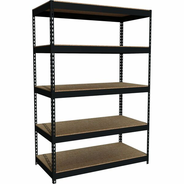 Lorell Riveted Steel Shelving - 5 Shelf(ves) - 72" Height x 48" Width x 24" Depth - Rust Resistant - 28% Recycled - Black - Steel - 1 Each