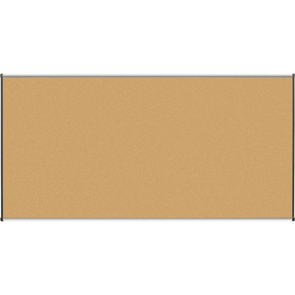 Lorell Satin-Finish Bulletin Board - 96" Height x 48" Width - Natural Cork Surface - Durable, Self-healing - Silver Anodized Aluminum Frame - 1 Each