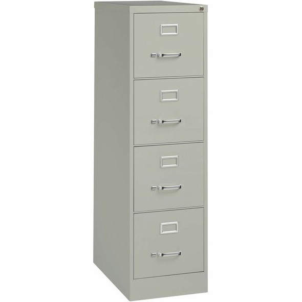 Lorell Fortress Series Vertical File - 15" x 25" x 52" - 4 x Drawer(s) for File - Letter - Vertical - Security Lock, Ball-bearing Suspension, Heavy Duty - Light Gray - Steel - Recycled