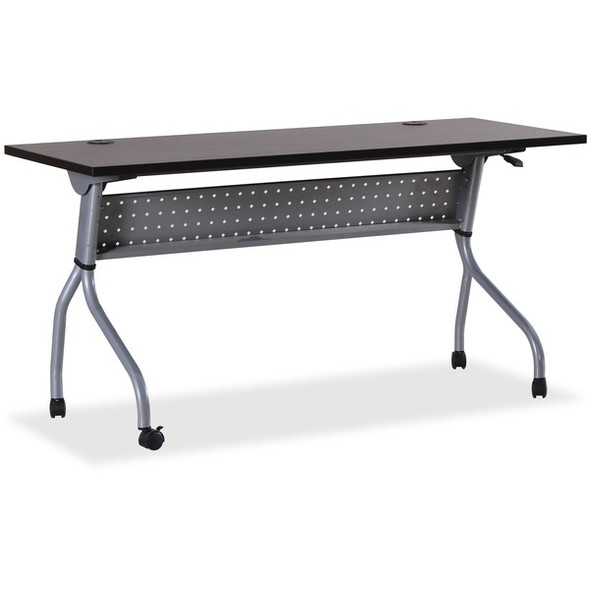 Lorell Espresso/Silver Training Table - For - Table TopRectangle Top - Four Leg Base - 4 Legs x 60" Table Top Width x 23.50" Table Top Depth - 29.50" Height x 59" Width x 23.63" Depth - Assembly Required - Espresso, Silver - Melamine, Nylon - 1 Each