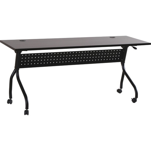 Lorell Espresso/Black Training Table - For - Table TopRectangle Top - Four Leg Base - 4 Legs x 72" Table Top Width x 23.50" Table Top Depth - 29.50" Height x 70.88" Width x 23.63" Depth - Assembly Required - Espresso, Black - Melamine, Nylon - 1 Each