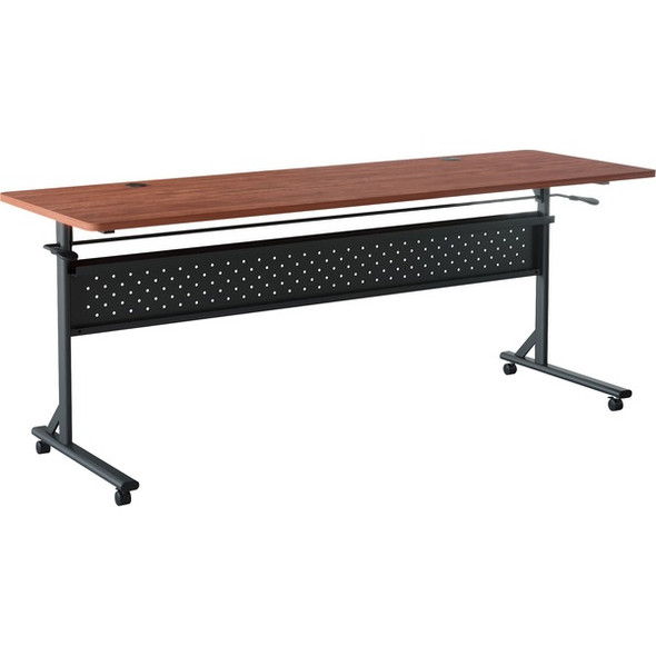 Lorell Shift 2.0 Flip & Nesting Mobile Table - For - Table TopLaminated Rectangle Top - 72" Table Top Length x 24" Table Top Width x 1" Table Top Thickness - 29.50" Height - Assembly Required - Cherry - 1 Each