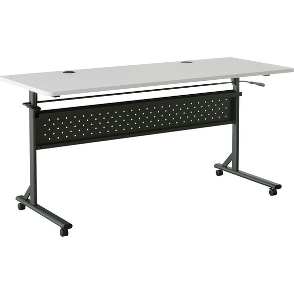 Lorell Shift 2.0 Flip & Nesting Mobile Table - For - Table TopLaminated Rectangle Top - 60" Table Top Length x 24" Table Top Width x 1" Table Top Thickness - 29.50" Height - Assembly Required - Gray - 1 Each