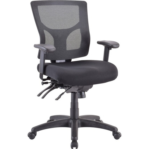 Lorell Conjure Executive Mid-back Mesh Back Chair - Black Seat - Black Mesh Back - Mid Back - 5-star Base - 1 Each