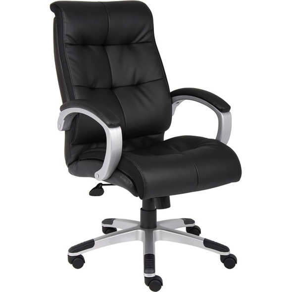 Lorell Executive Chair - Black Leather Seat - 5-star Base - Black - 1 Each