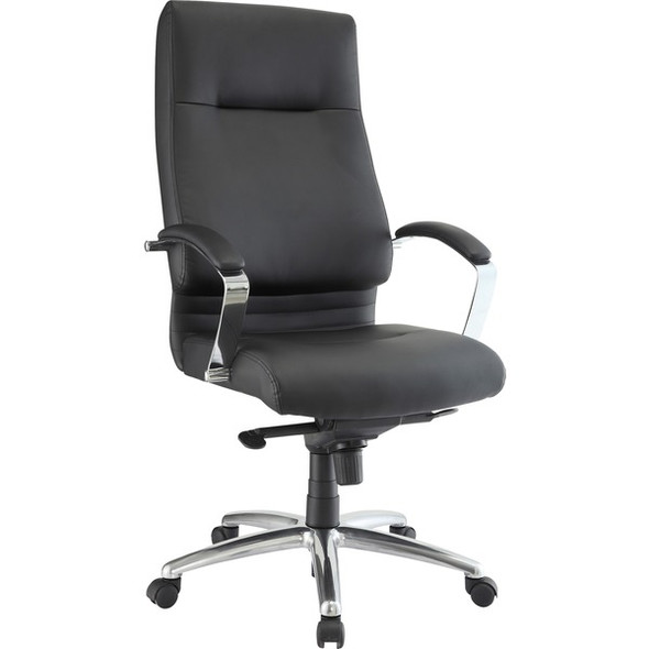 Lorell Modern Executive High-back Leather Chair - Leather Seat - Black Leather Back - 5-star Base - 1 Each