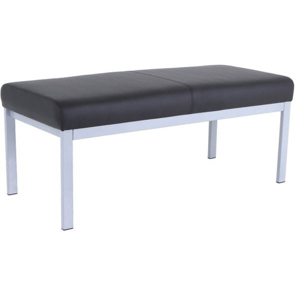 Lorell Healthcare Seating Guest Bench - Silver Powder Coated Steel Frame - Four-legged Base - Black - Vinyl - 1 Each