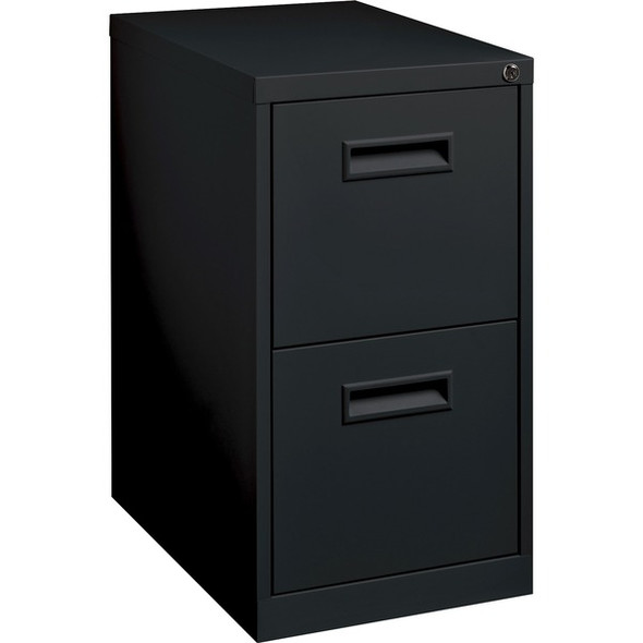 Lorell File/File Mobile Pedestal Files - 2-Drawer - 15" x 22.9" x 28" - 2 x Drawer(s) for File - Letter - Security Lock, Ball-bearing Suspension - Black - Powder Coated - Steel - Recycled