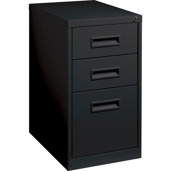 Lorell Box/Box/File Mobile Pedestal Files - 3-Drawer - 15" x 22" x 27.8" - 3 x Drawer(s) for Box, File - Letter - Security Lock, Ball-bearing Suspension - Black - Powder Coated - Steel - Recycled