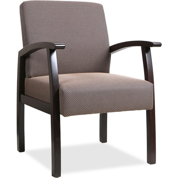 Lorell Deluxe Guest Chair - Espresso Frame - Four-legged Base - Taupe - 1 Each