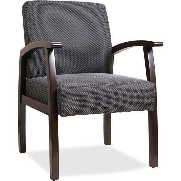 Lorell Deluxe Guest Chair - Espresso Frame - Four-legged Base - Charcoal - 1 Each