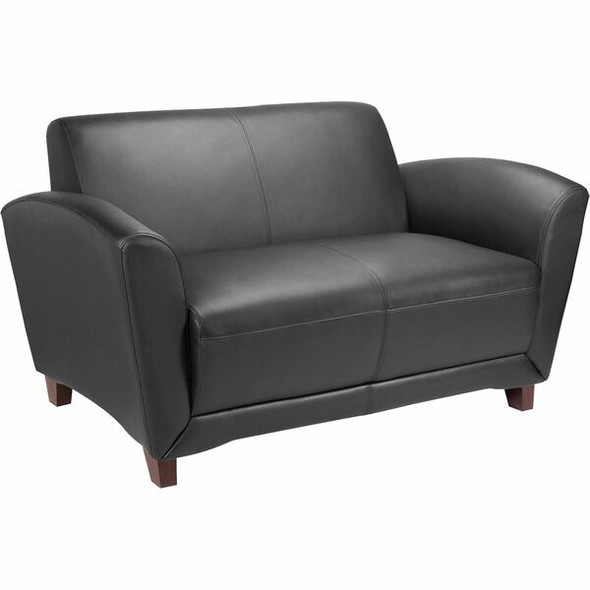 Lorell Accession Collection Leather Loveseat - 55" x 34.5" x 31.3" - Leather Black Seat - Leather Black Back - 1 Each