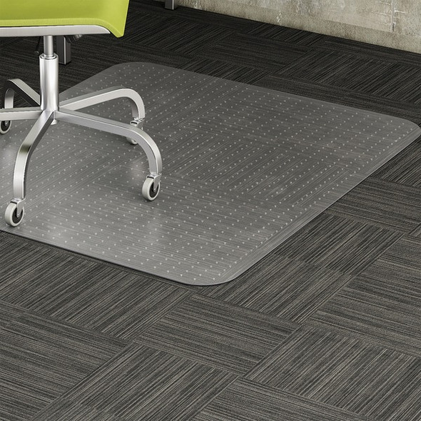 Lorell Low Pile Rectangular Chairmat - Carpeted Floor - 60" Length x 46" Width x 0.12" Thickness - Rectangular - Vinyl - Clear - 1Each