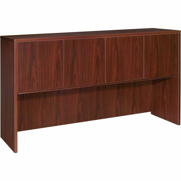 Lorell Essentials Hutch with Doors - 71.8" x 15" x 36" - 4 Door(s) - Finish: Laminate, Mahogany