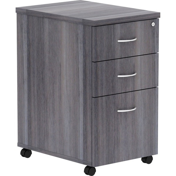 Lorell Weathered Charcoal Laminate Desking Pedestal - 3-Drawer - 16" x 22"28.3" - 3 x Box, File Drawer(s) - Finish: Weathered Charcoal, Laminate