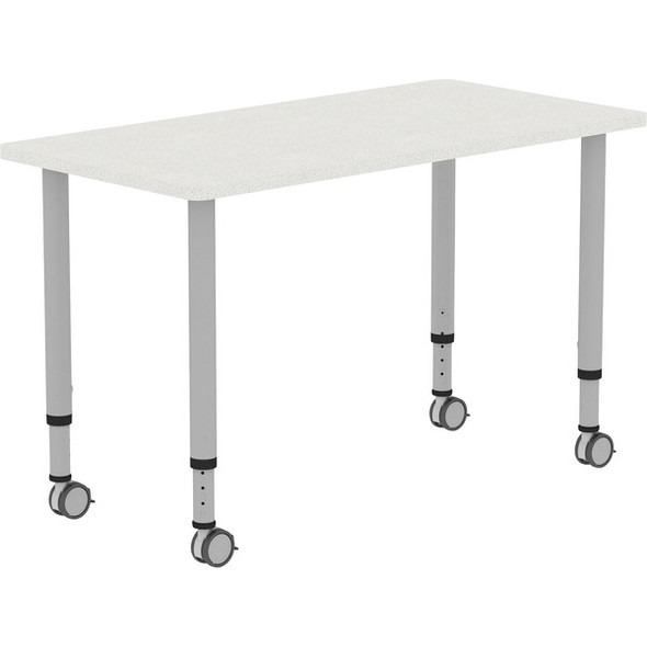 Lorell Height-adjustable 48" Rectangular Table - For - Table TopRectangle Top - Adjustable Height - 26.62" to 33.62" Adjustment x 48" Table Top Width x 23.62" Table Top Depth - 33.62" Height - Assembly Required - Laminated, Gray - Laminate - 1 Each