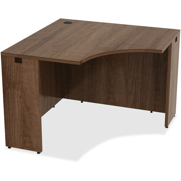 Lorell Essentials Series Walnut Laminate Corner Desk - 42" x 29.5"24" Desk, 0.1" Edge - Material: Metal - Finish: Walnut, Laminate
