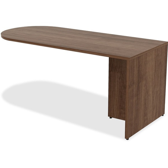 Lorell Essentials Peninsula Desk Box 1 of 2 - 30" x 66"29.5" - Reeded Edge - Material: Metal - Finish: Walnut, Laminate