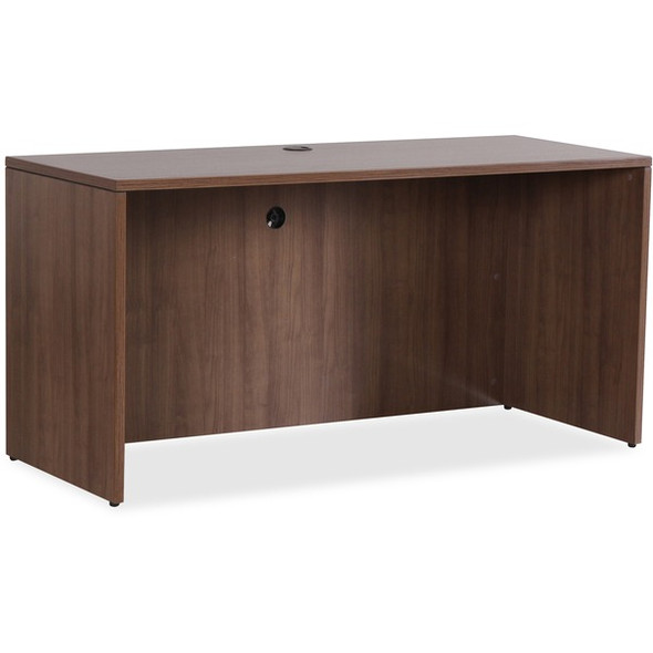 Lorell Essentials Series Walnut Credenza Shell - 66.1" x 23.6"29.5" Credenza, 1" Top, 3.8" Drawer Pull, 0.1" Edge - For Office