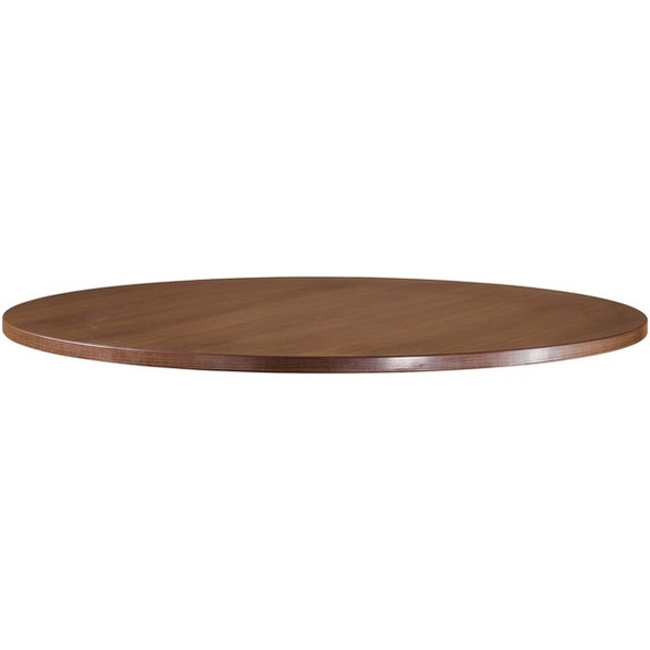 Lorell Essentials Series Walnut Laminate Round Table - 1"48" Table Top, 47.3" x 47.3"1" - Band Edge - Finish: Walnut Laminate - For Meeting, Office