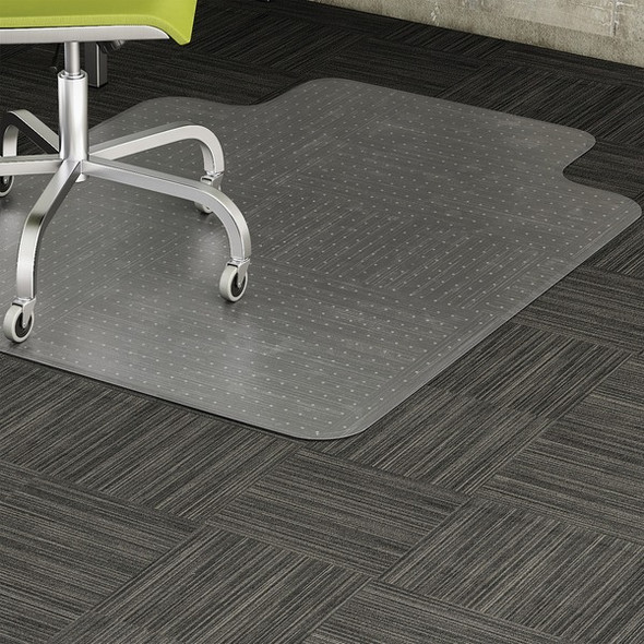 Lorell Low-pile Carpet Chairmat - Carpeted Floor - 48" Length x 36" Width x 0.11" Thickness - Lip Size 10" Length x 19" Width - Vinyl - Clear - 1Each