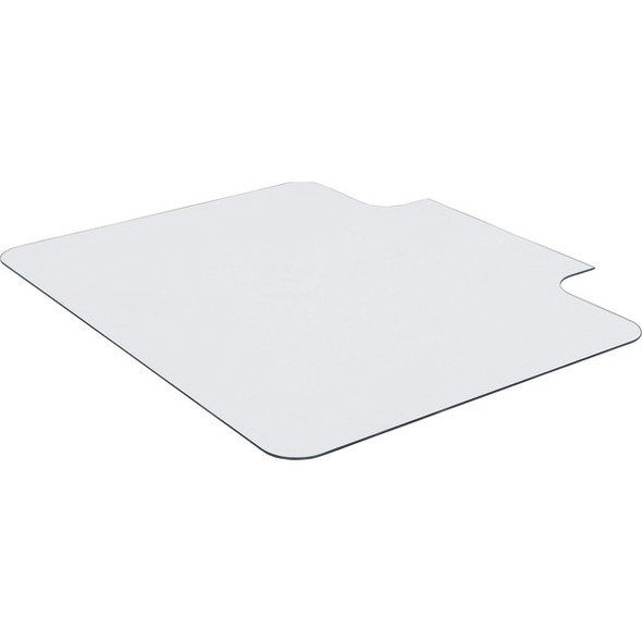 Lorell Glass Chairmat with Lip - Hardwood Floor, Carpet48" Width x 36" Depth - Lip Size 23" Length x 6" Width - Tempered Glass - Clear - 1Each